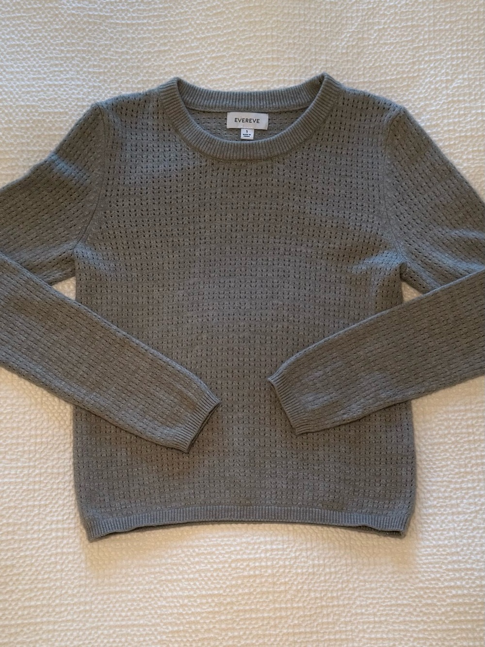 Evereve | Gray Waffle Knit Crewneck Sweater | Size Small